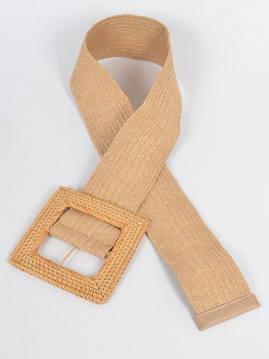 Oversized Bamboo Buckle Waist Elastic Belt